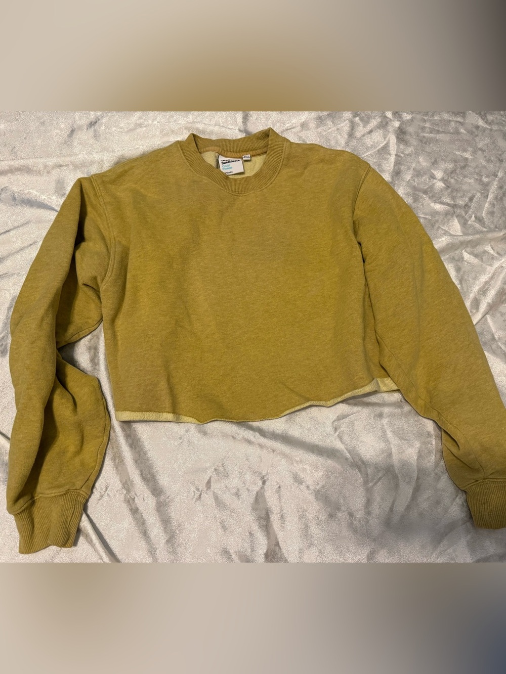 TNA Sweetfleece Cozy Fleece Perfect Fit Cropped Crewneck Sweatshirt in Mustard Y